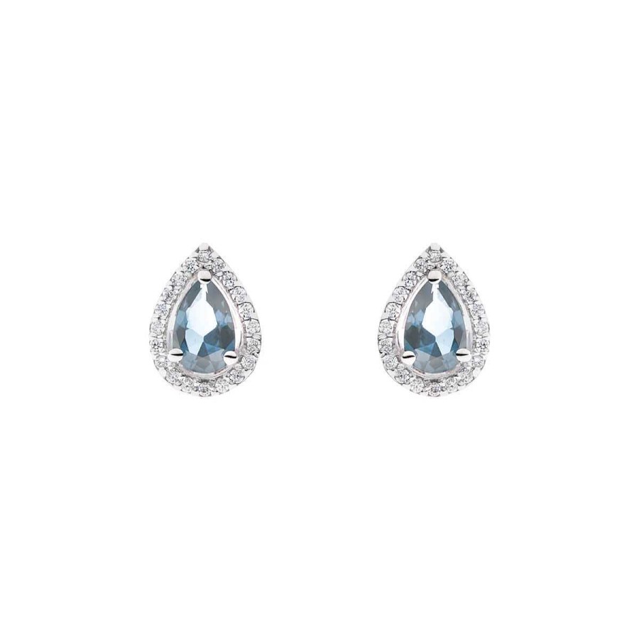 Joyer A ARGYOR | Pendientes Oro Blanco Con L Grima De Aguamarina Y Diamantes (0516002Aq)