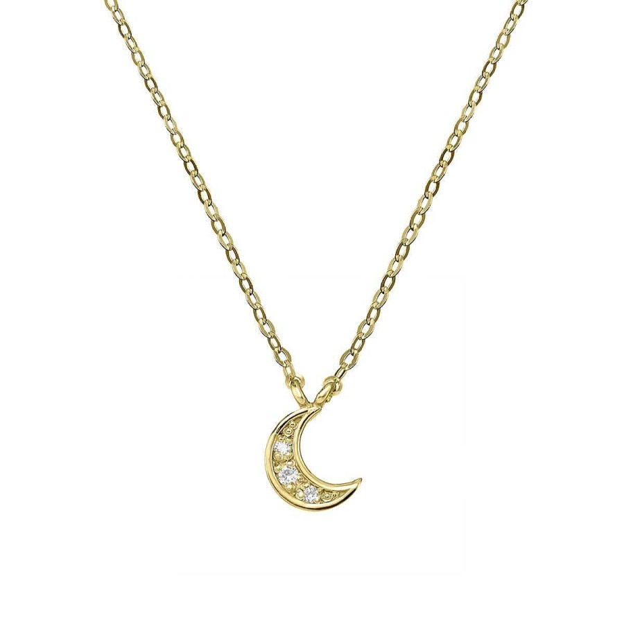 Joyer A ARGYOR | Collar De Oro Con Luna 3 Diamantes (76Aga004)