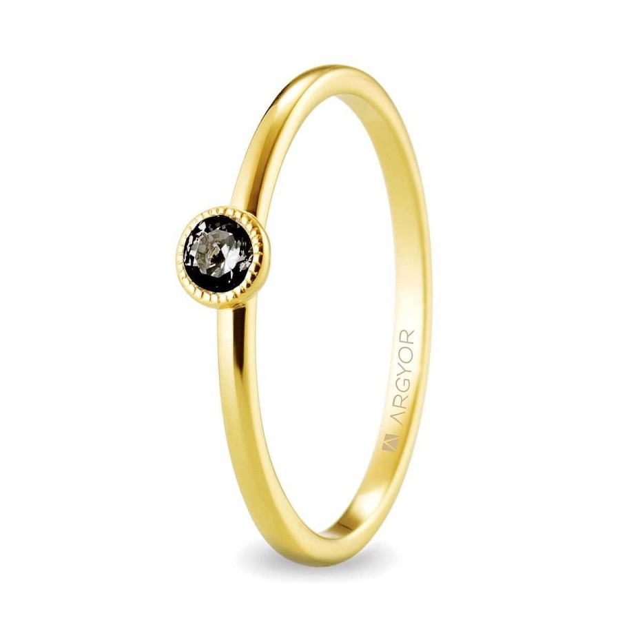 Joyer A ARGYOR | Anillo De Oro Con Diamante Negro Chat N (74A0078Dn)