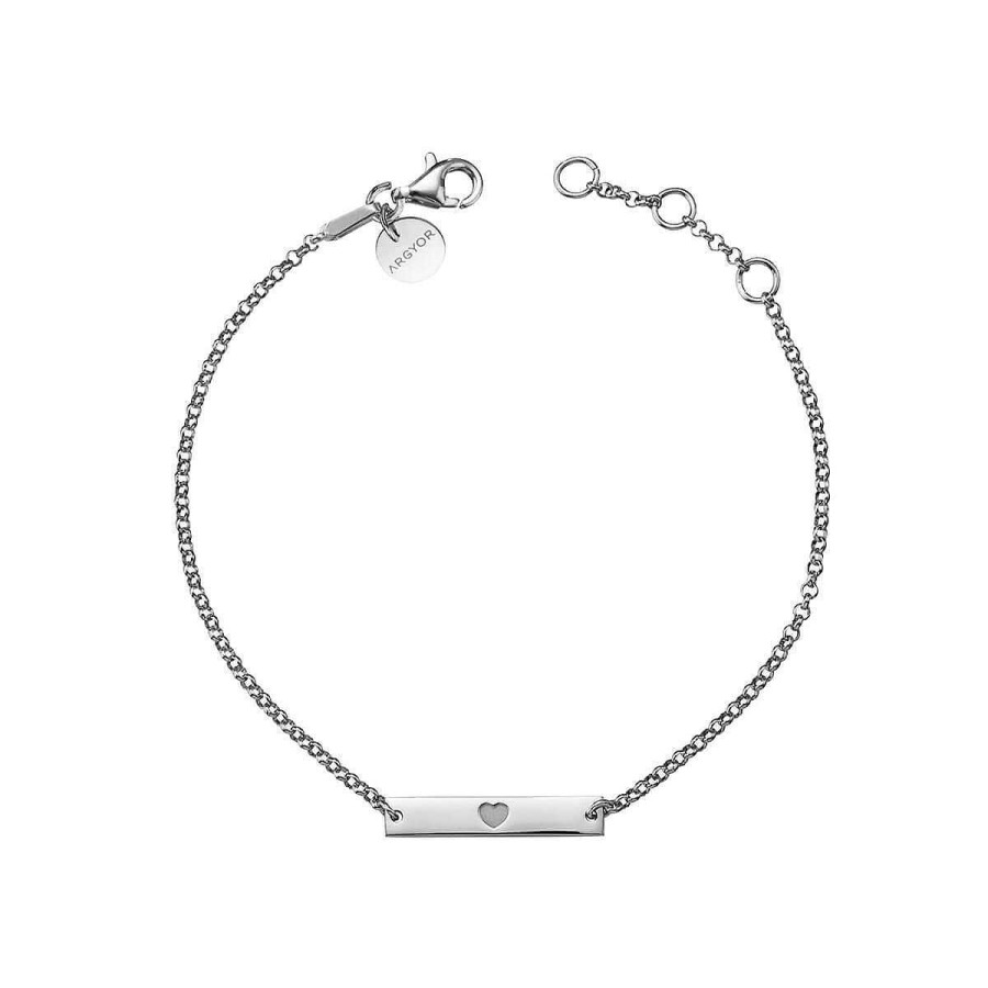 Joyer A ARGYOR | Pulsera De Plata De Ley 925 Placa De Coraz N (4B8307306)