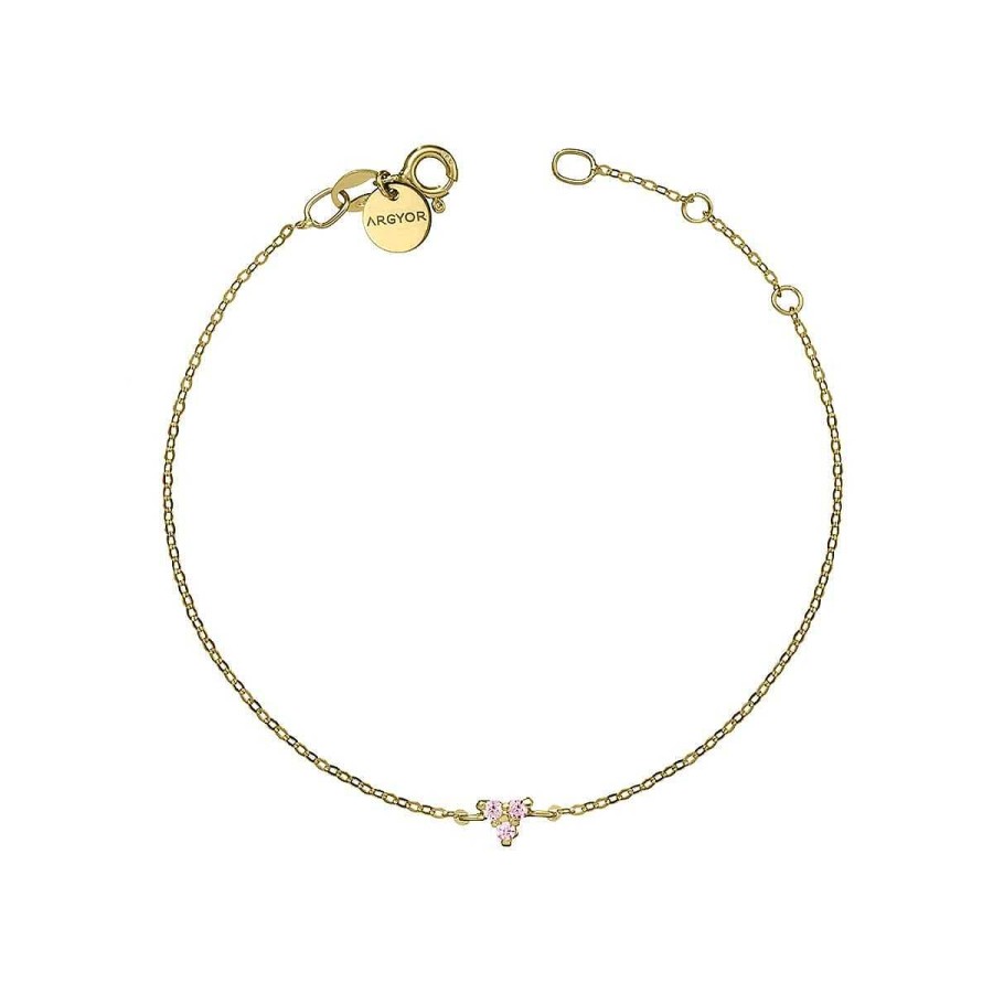 Joyer A ARGYOR | Pulsera Oro Tri Ngulo Con Zafiro Rosa (76Apu002Zr)