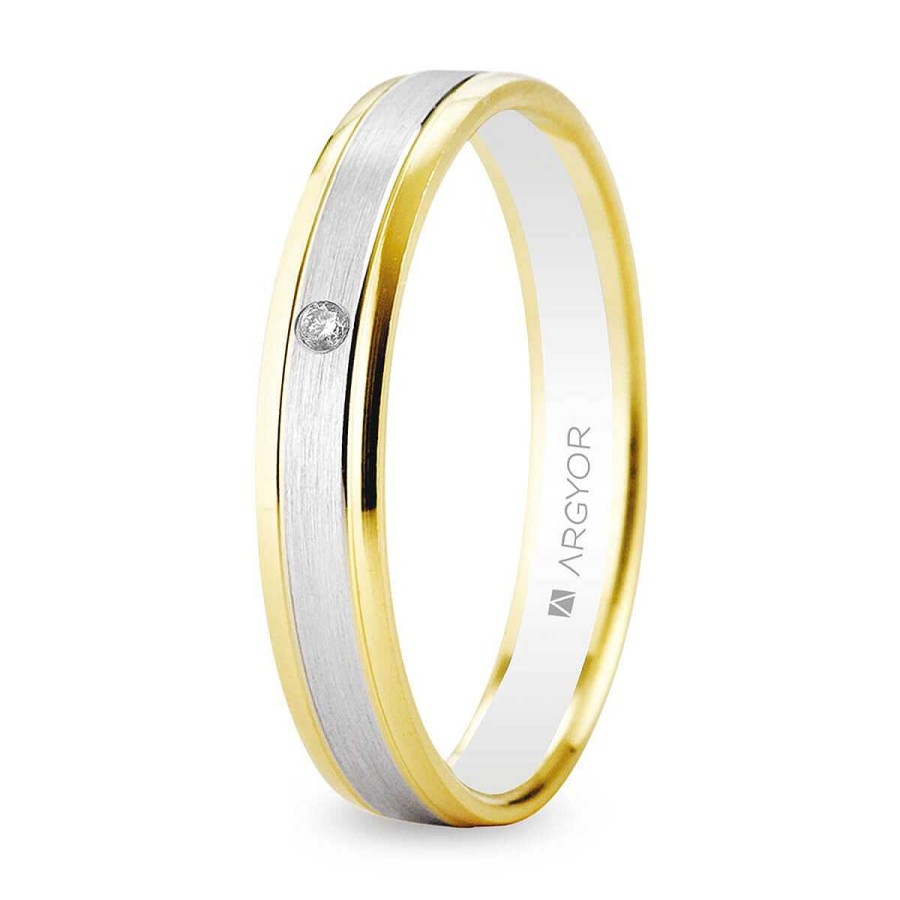 Joyer A ARGYOR | Alianza De Boda Oro Bicolor Con Diamante (5240496D)