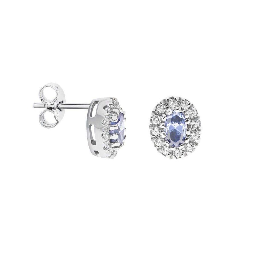 Joyer A ARGYOR | Pendientes Oro Blanco Con Tanzanita Y Halo De Diamantes (0516004T)