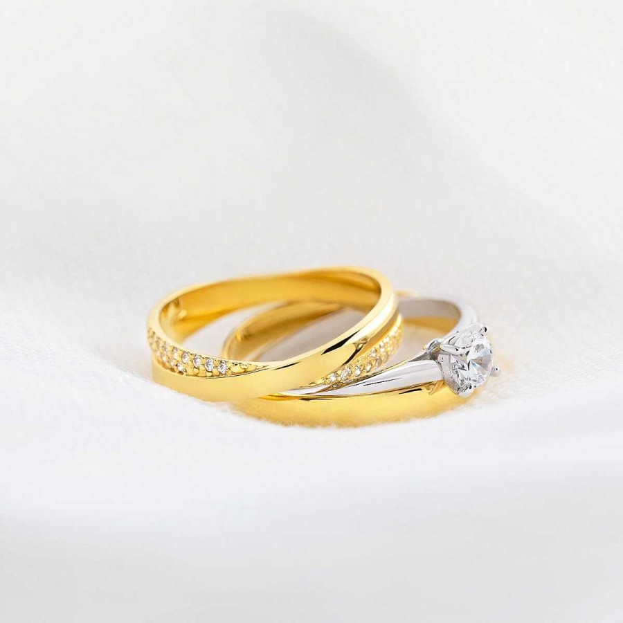 Joyer A ARGYOR | Anillo De Oro Amarillo 18K Y Brillantes Dise O Cruzado (74A0176)