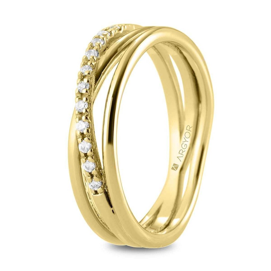 Joyer A ARGYOR | Anillo De Brillantes En Oro Cruzado Triple (74A0161)