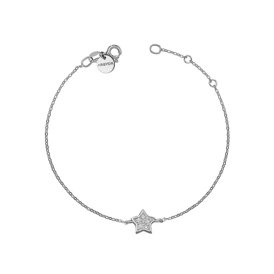 Joyer A ARGYOR | Pulsera Oro Blanco Con Estrella De Diamantes (76Bpu005)