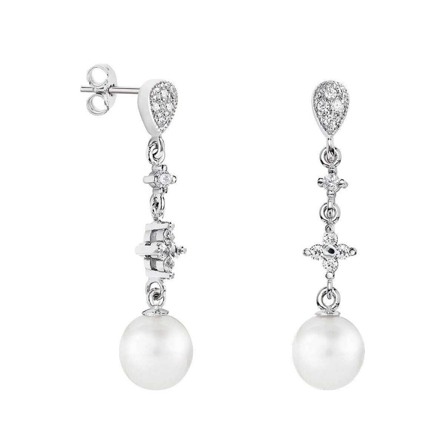 Joyer A ARGYOR | Pendientes De Novia Con Perlas Y Cruz Plata Con Topacios (79B0204Td1)