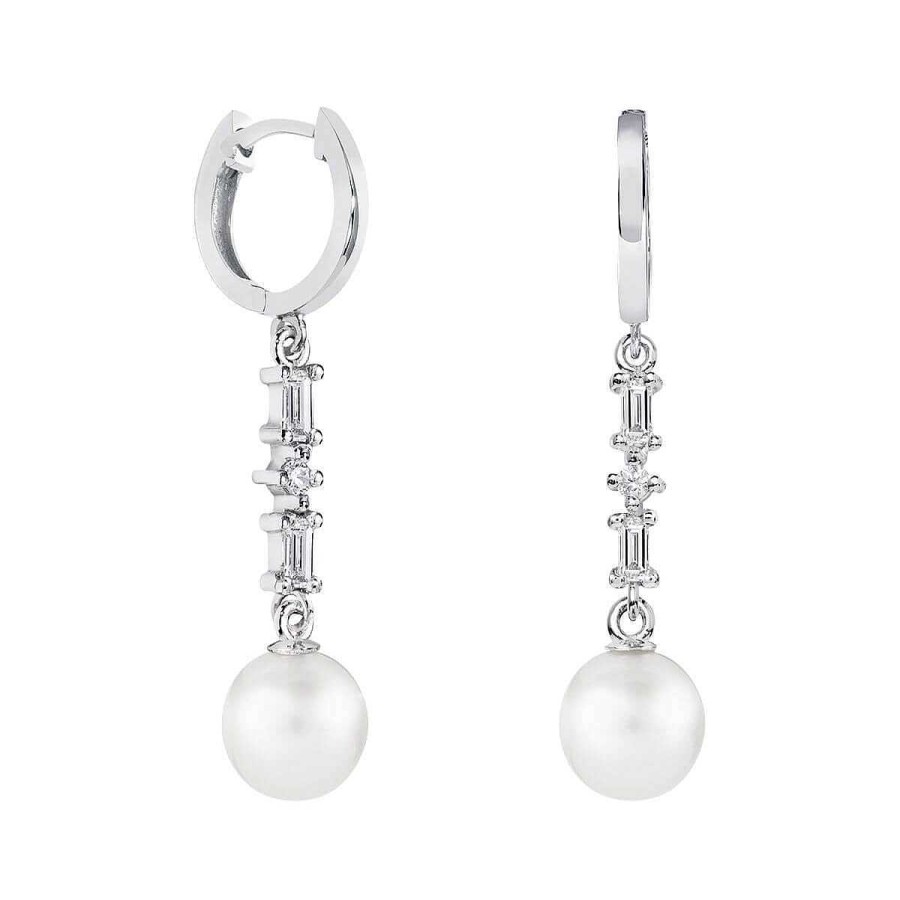 Joyer A ARGYOR | Pendientes Perla Plata Para Novias Con Topacios Baguette (79B0306Td1)