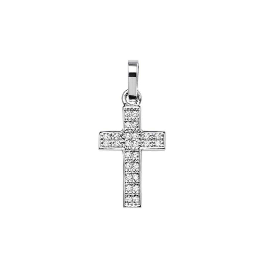 Joyer A ARGYOR | Cruz De Oro Blanco Con Diamantes O Circonitas (75B0026)