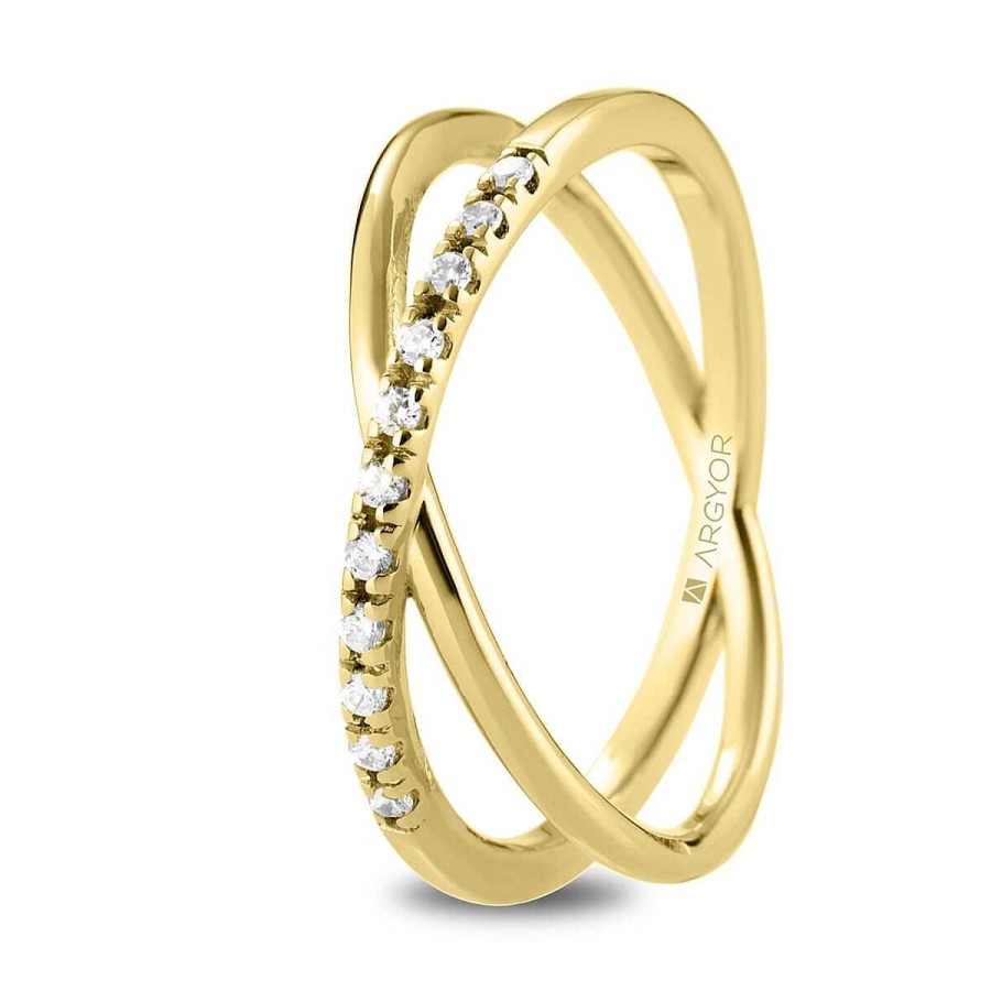 Joyer A ARGYOR | Anillo De Brillantes En Oro 18K Cruzado Doble (74A0160)