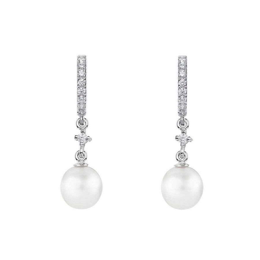 Joyer A ARGYOR | Pendientes De Perlas Para Novias Oro Blanco Y Diamante/Topacio (79B0401Td1)