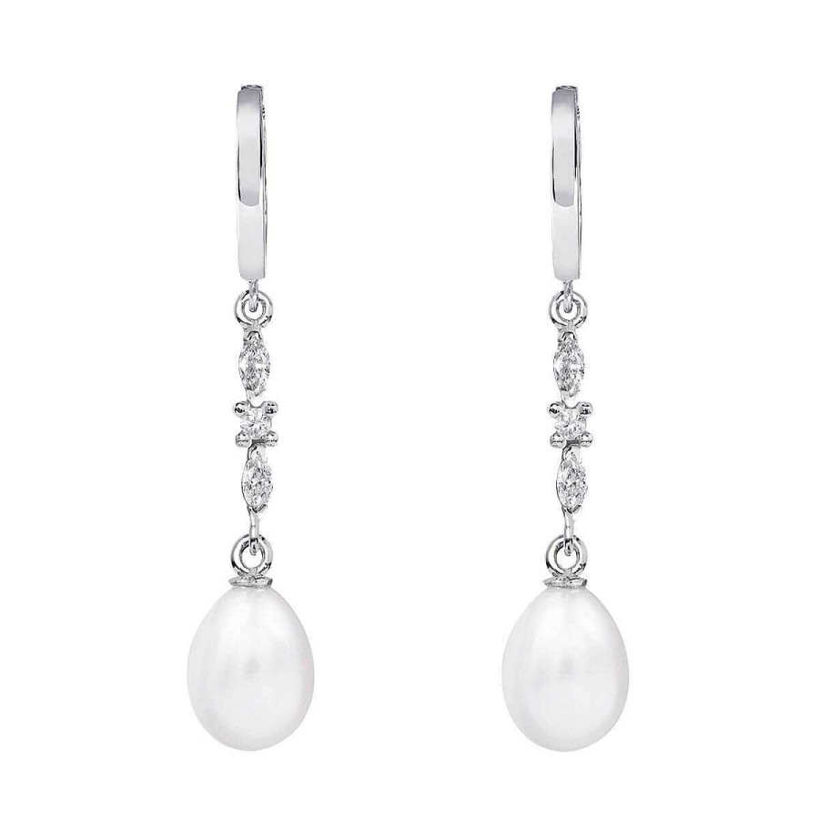 Joyer A ARGYOR | Pendientes De Plata Con Perla Para Novia Topacios Marquise (79B0305Te1)