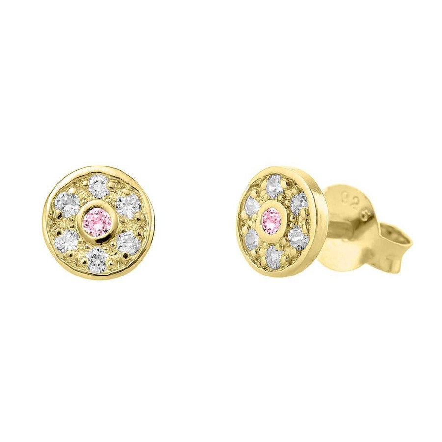 Joyer A ARGYOR | Pendientes Oro Roseta Diamantes Y Zafiro Rosa (76Ape003Zr)