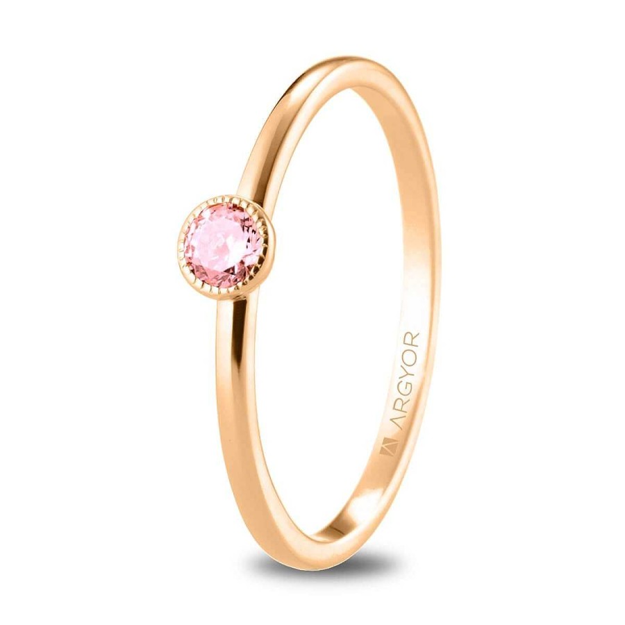 Joyer A ARGYOR | Anillo De Oro Con Zafiro Rosa En Chat N (74R0078Zr)