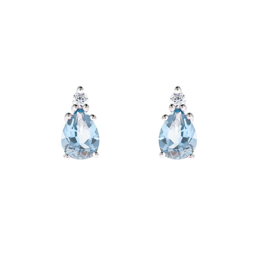 Joyer A ARGYOR | Pendientes Oro Blanco Con Aguamarina Y Diamante (0516001Aq)