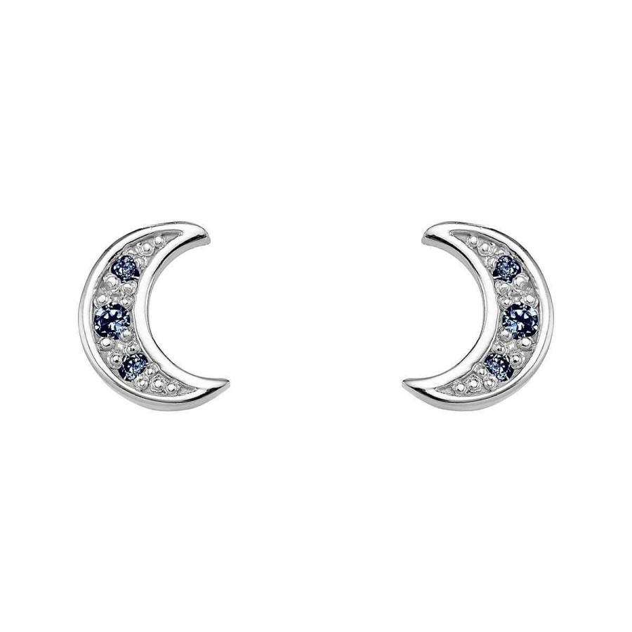 Joyer A ARGYOR | Pendientes Oro Blanco Luna Con Zafiros Azules (76Bpe004Za)