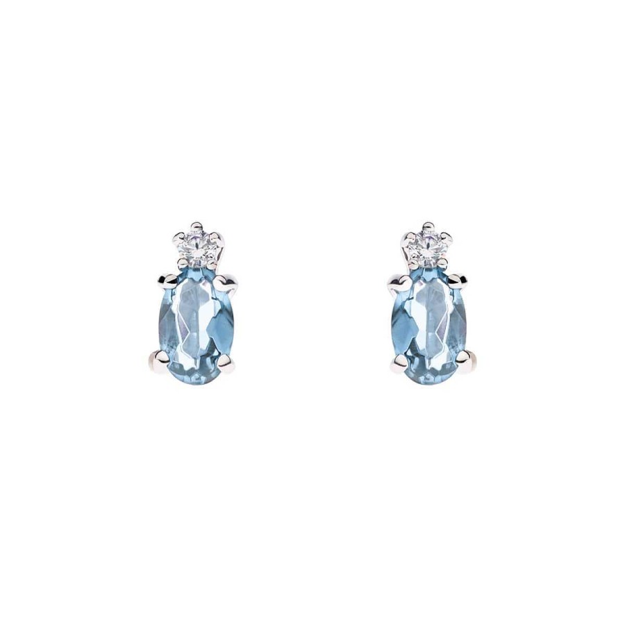 Joyer A ARGYOR | Pendientes Oro Blanco Con Aguamarina Y Diamante (0516003Aq)