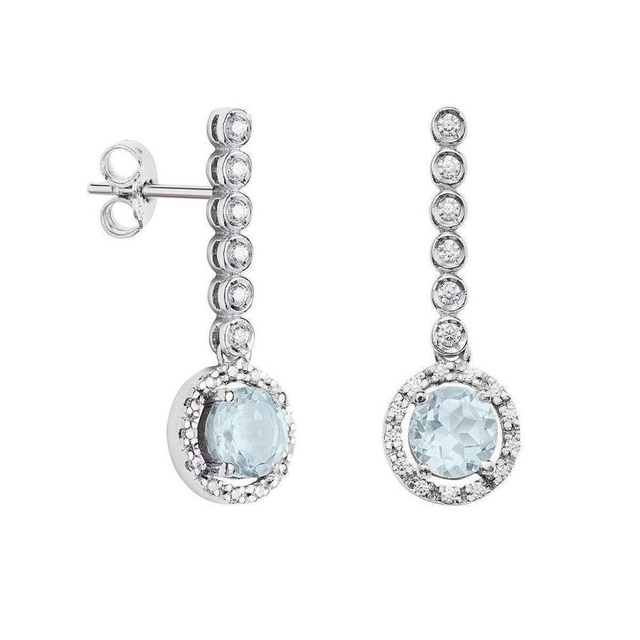 Joyer A ARGYOR | Pendientes De Novia Largos En Plata De Ley Con Topacio Azul (75B0200Tta)