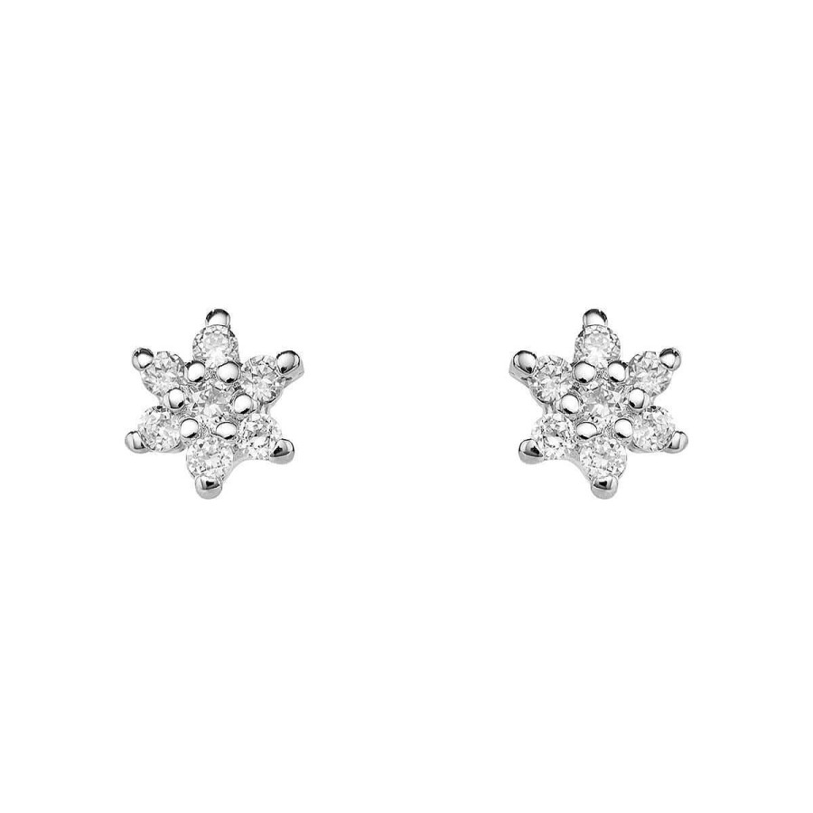 Joyer A ARGYOR | Pendientes Flor Diamantes Y Oro Blanco 18K (76Bpe001)