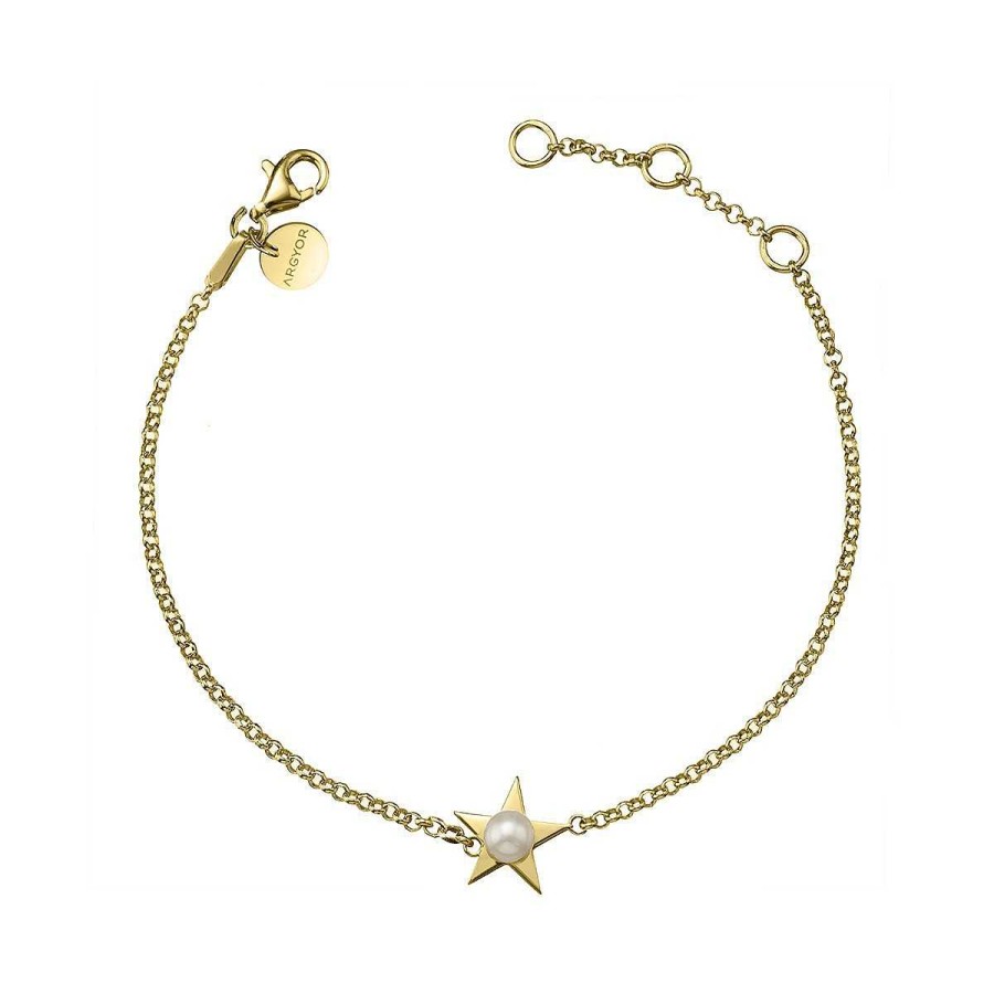 Joyer A ARGYOR | Pulsera De Plata Ba Ada En Oro Estrella Con Perla (4A8307302)