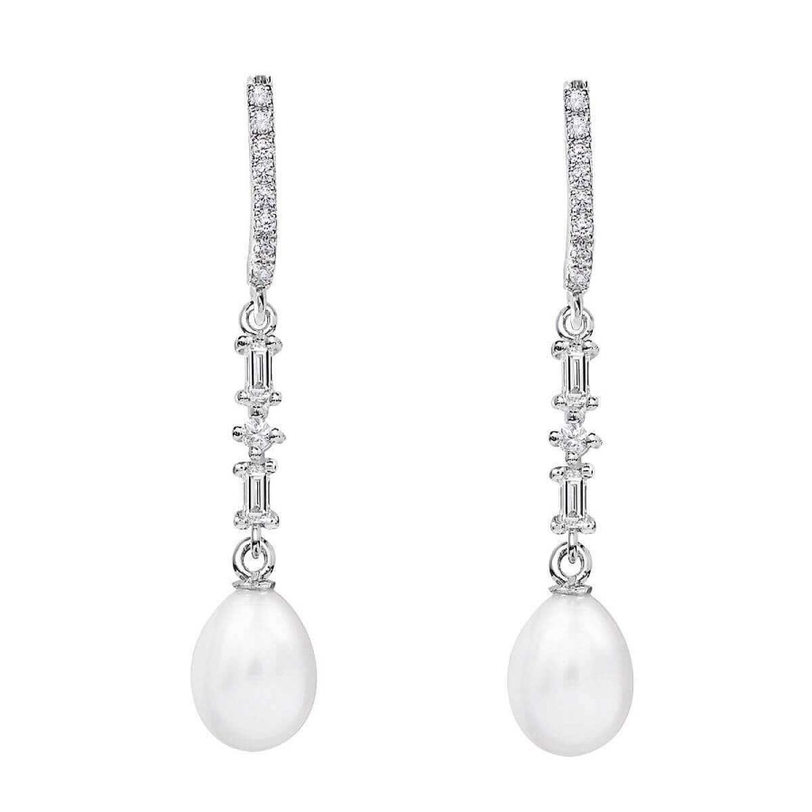 Joyer A ARGYOR | Pendientes De Perlas Para Novias Oro Blanco Con Diamantes O Topacios (79B0506Te1)