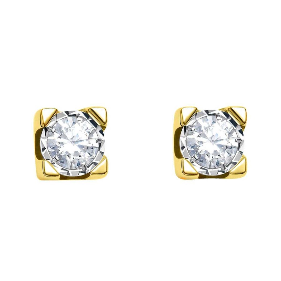 Joyer A ARGYOR | Pendientes De Novia Oro Amarillo Con 2 Diamantes (75A0500)