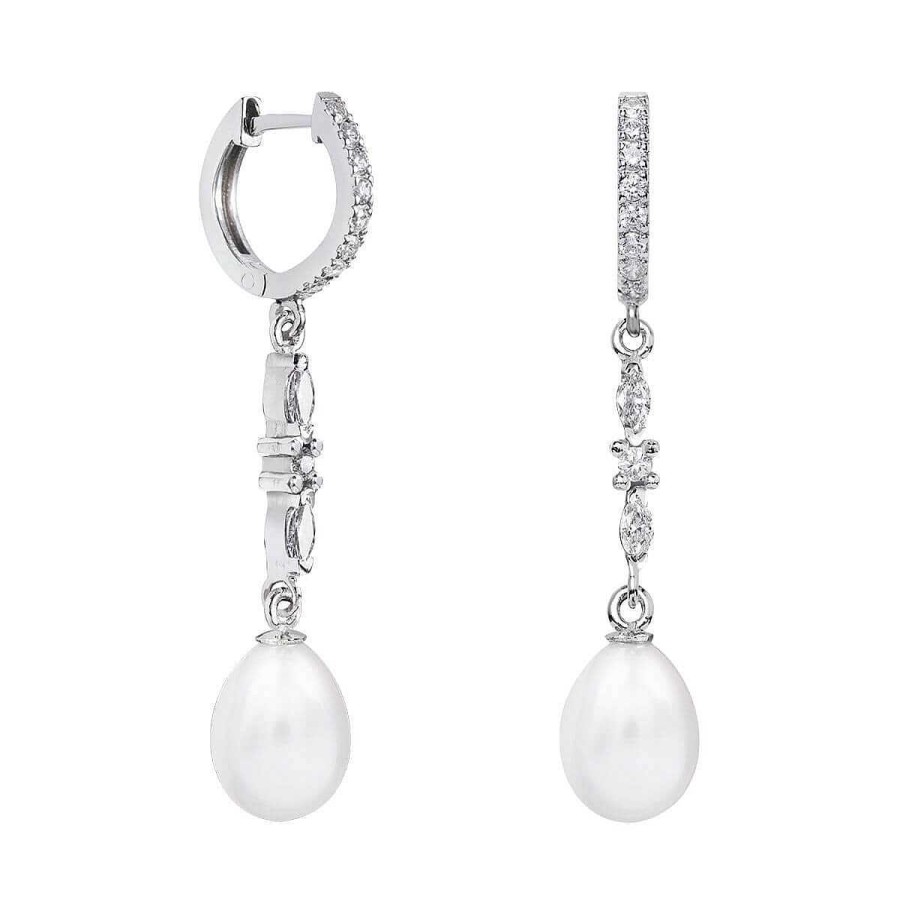 Joyer A ARGYOR | Pendientes Perlas Novia Plata Con Topacios Blancos (79B0405Te1)