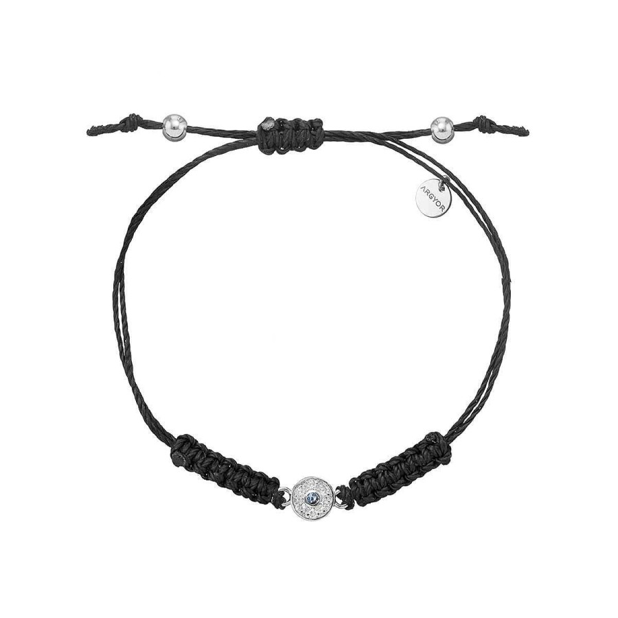 Joyer A ARGYOR | Pulsera Macram Circular Diamante Y Zafiro Azul (76Bma003Za)