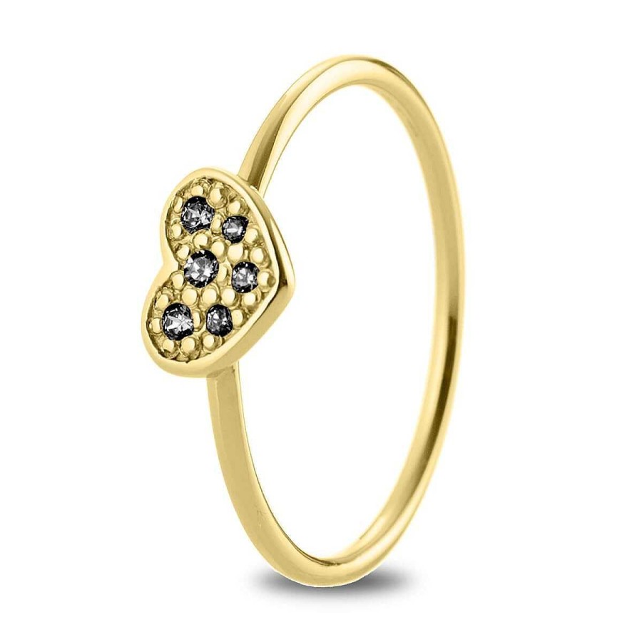 Joyer A ARGYOR | Anillo Oro 18K Coraz N Con Diamantes Negros (76Aan007Dn)