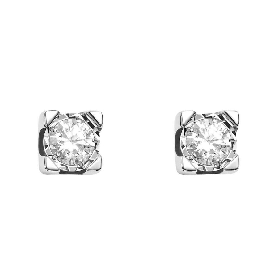 Joyer A ARGYOR | Pendientes De Novia Oro Blanco Con 2 Diamantes (75B0500)