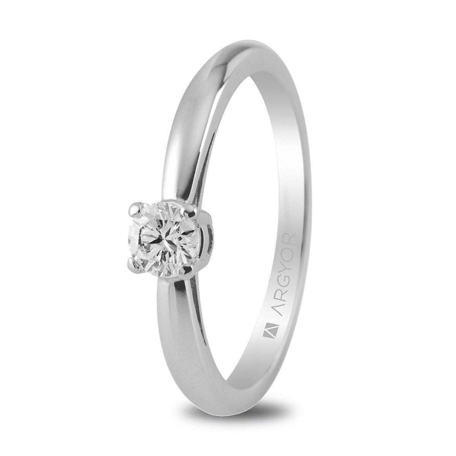 Joyer A ARGYOR | Solitario Con 1 Diamante Oro Blanco 0.16Ct (74B0010)