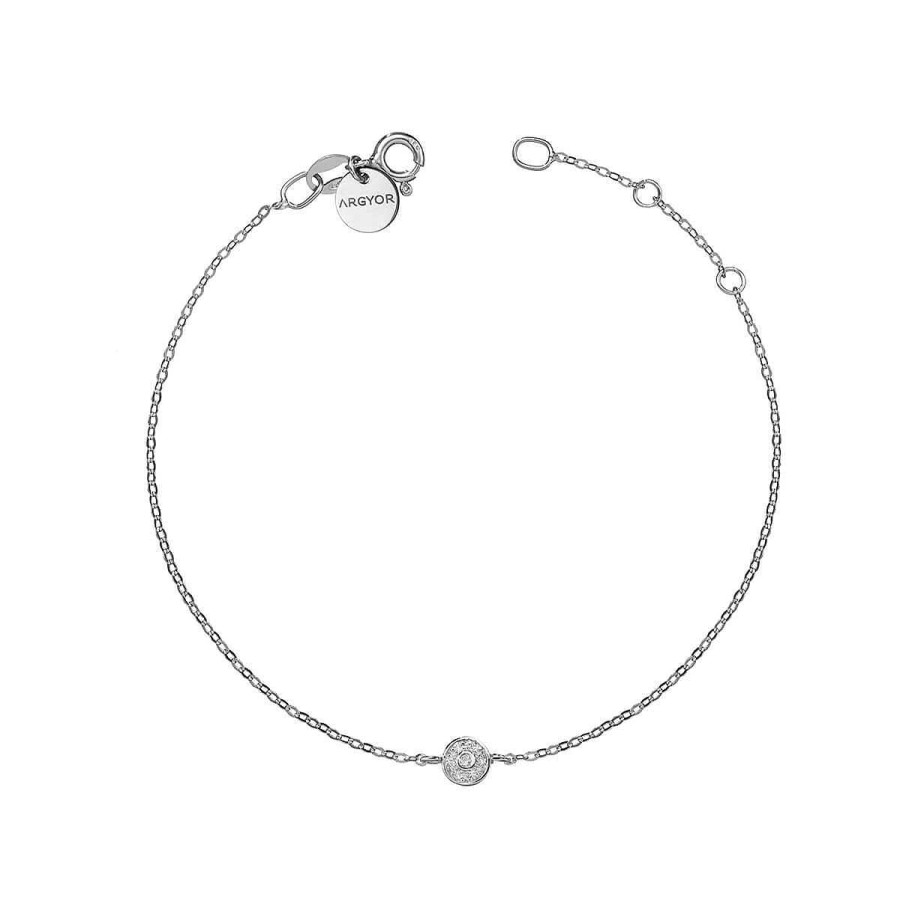 Joyer A ARGYOR | Pulsera Oro Blanco Con Roseta De Diamantes (76Bpu003)