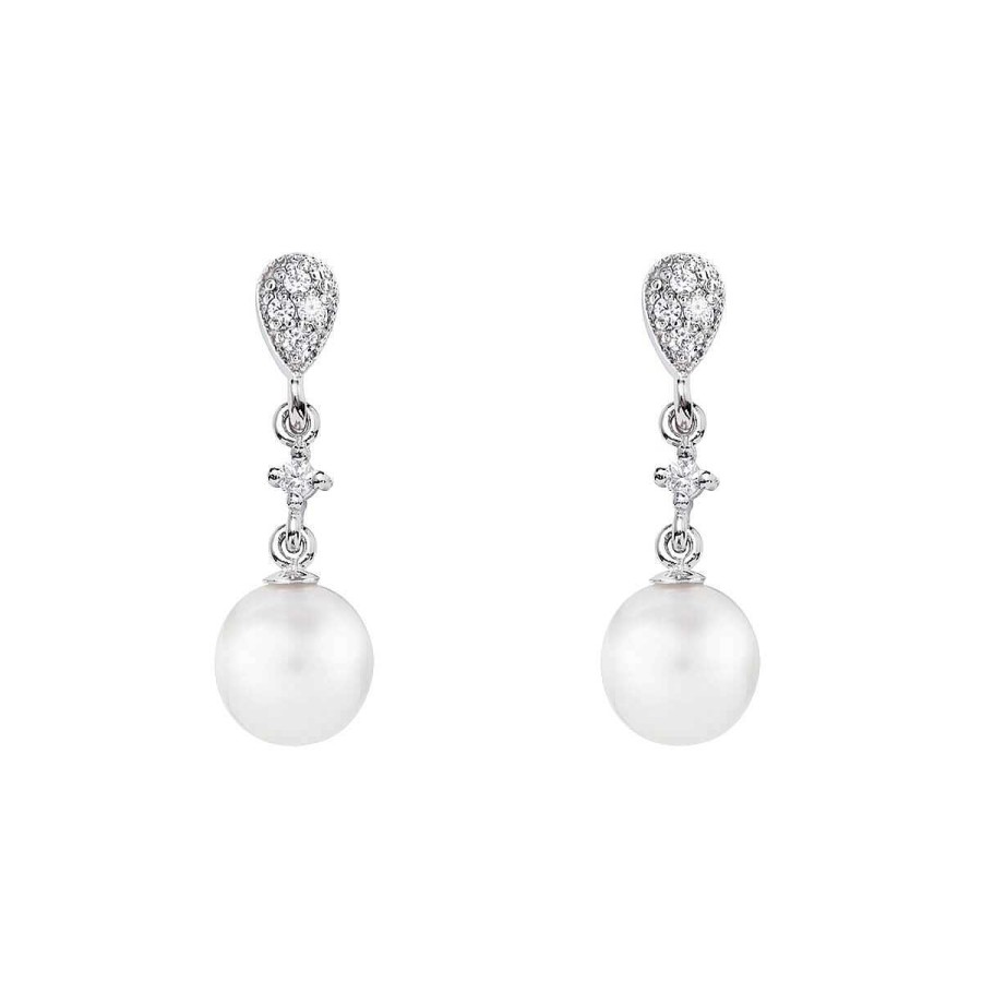 Joyer A ARGYOR | Pendientes De Perlas Para Novias En Plata Y Topacios Blancos (79B0201Td1)