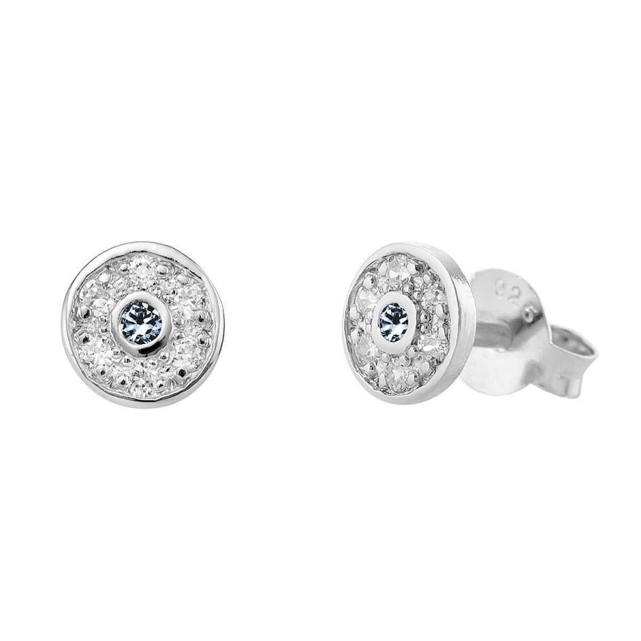 Joyer A ARGYOR | Pendientes Oro Blanco Roseta Y Zafiro Azul (76Bpe003Za)