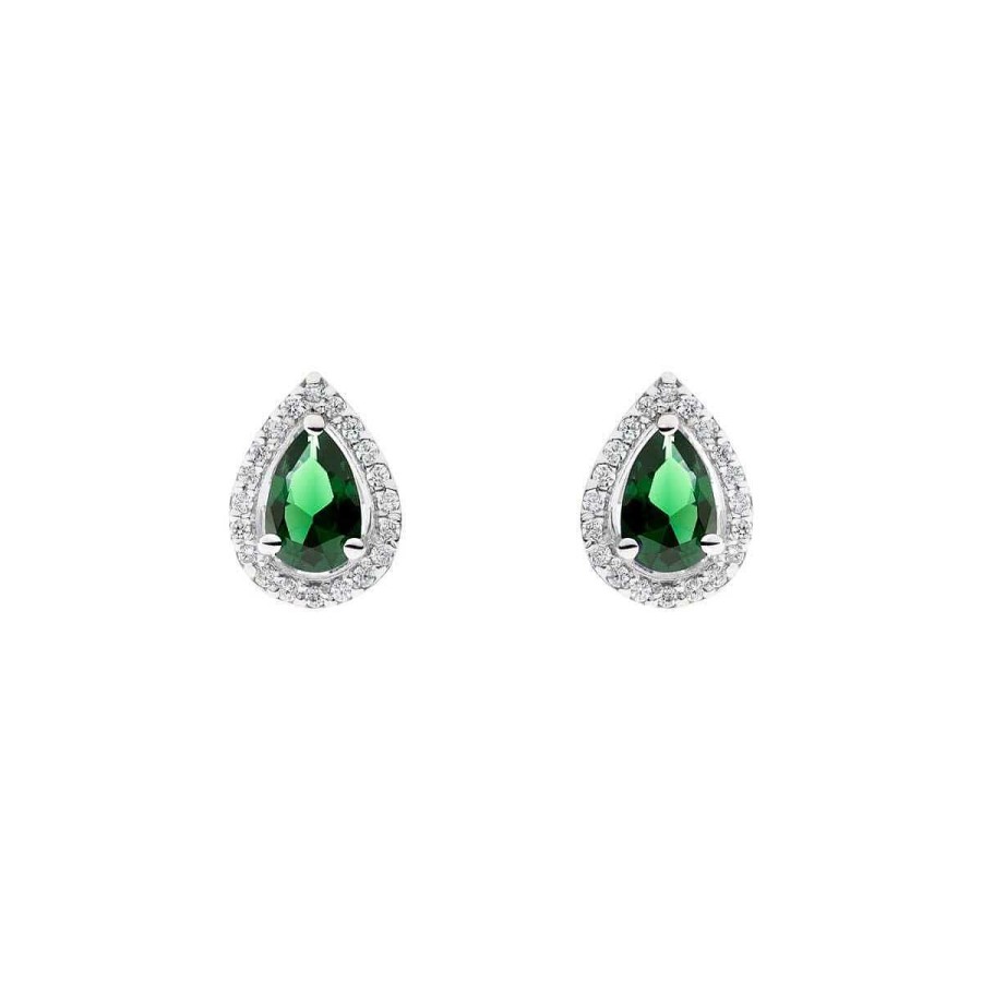 Joyer A ARGYOR | Pendientes Oro Blanco Esmeralda Y Diamantes (0516002E)