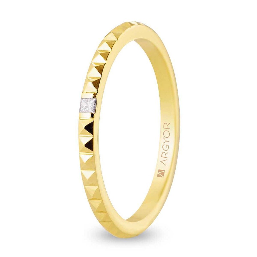 Joyer A ARGYOR | Alianza De Boda En Oro 18K Tachuelas Con Diamante (5116536D)