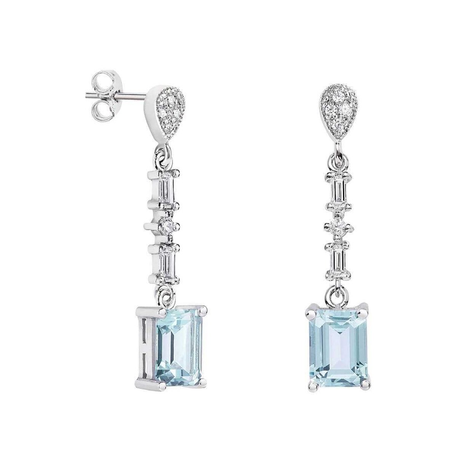 Joyer A ARGYOR | Pendientes De Novia Plata Con Topacios Entrepieza Baguette 79B0206Tb2(1|2|3)