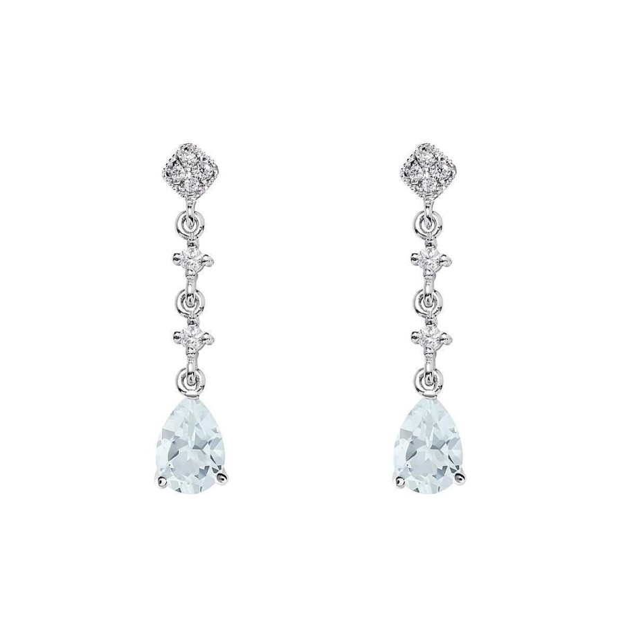 Joyer A ARGYOR | Pendientes De Novia Largos En Plata Con Brillante Azul (75B0229Tta)