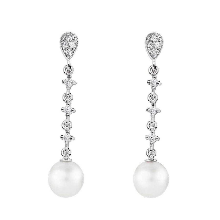 Joyer A ARGYOR | Pendientes Con Perlas Blancas Para Novia En Oro Blanco 18K (79B0203Td1)