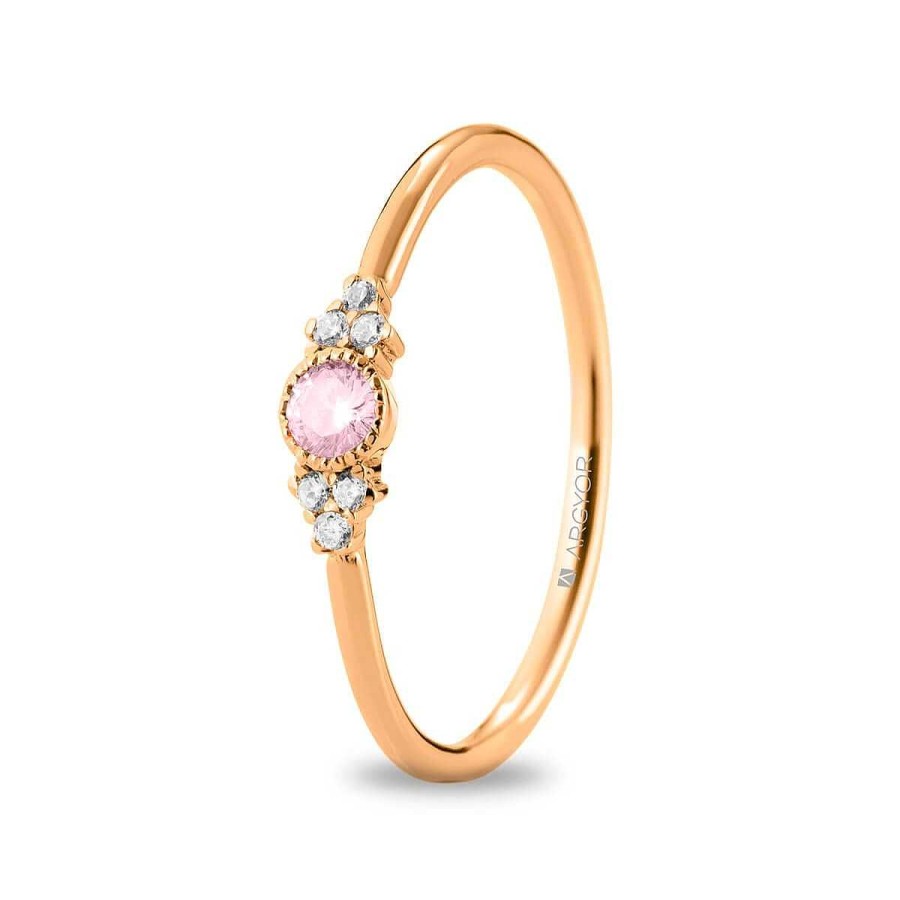 Joyer A ARGYOR | Anillo Compromiso De Oro Rosa, Zafiro Rosa Y Diamantes (74R0095Zr)