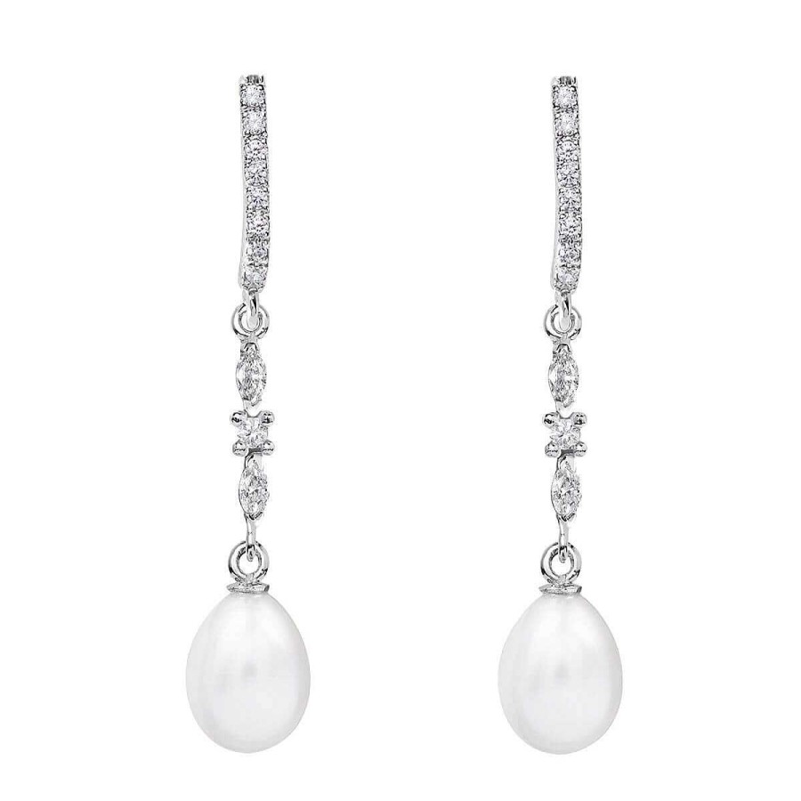 Joyer A ARGYOR | Pendientes De Perlas Novia Plata Con Topacios Marquise (79B0505Te1)