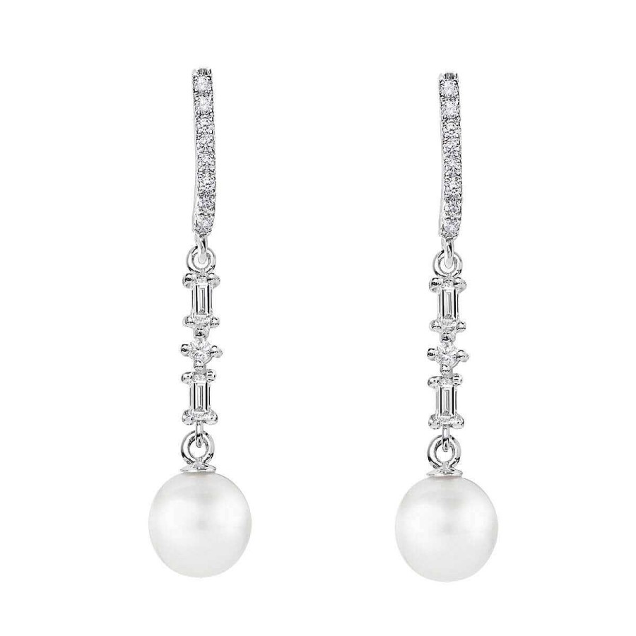 Joyer A ARGYOR | Pendientes Perlas Novia En Oro Blanco Con Diamantes O Topacios (79B0506Td1)