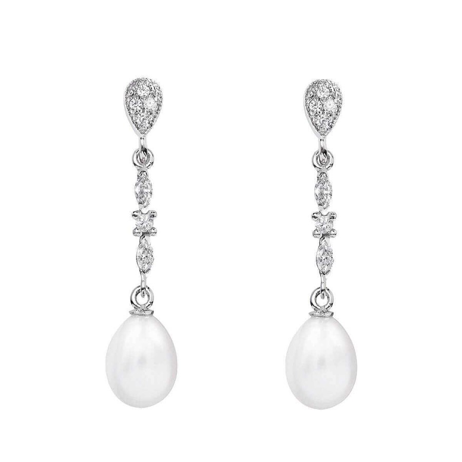 Joyer A ARGYOR | Pendientes De Perlas Novia Plata Con Topacios Marquise (79B0205Te1)