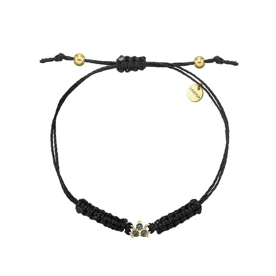 Joyer A ARGYOR | Pulsera Macram Oro Tri Ngulo Diamante Negro (76Ama002Dn)