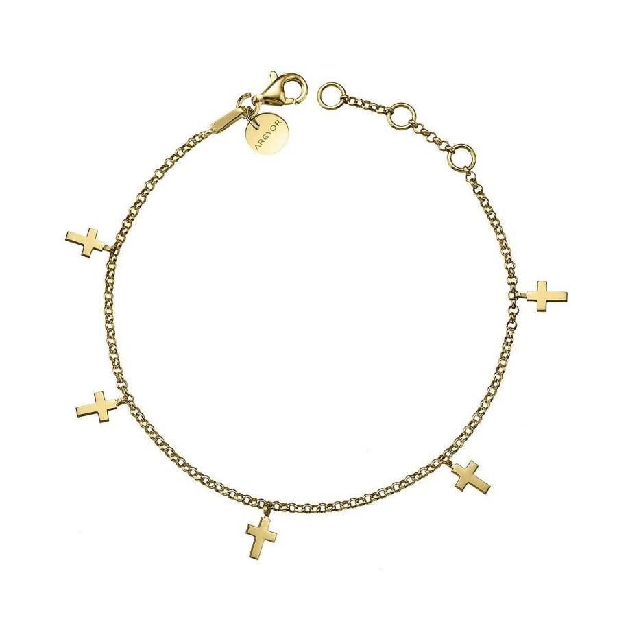 Joyer A ARGYOR | Pulsera De Plata Dorada Con Cruces (4A8307304)