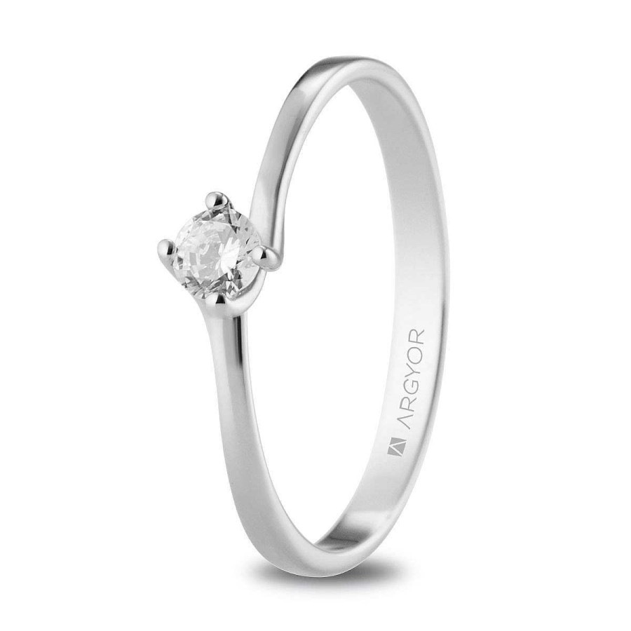 Joyer A ARGYOR | Solitario De Platino Con Diamante 0.16Ct (74B0072)