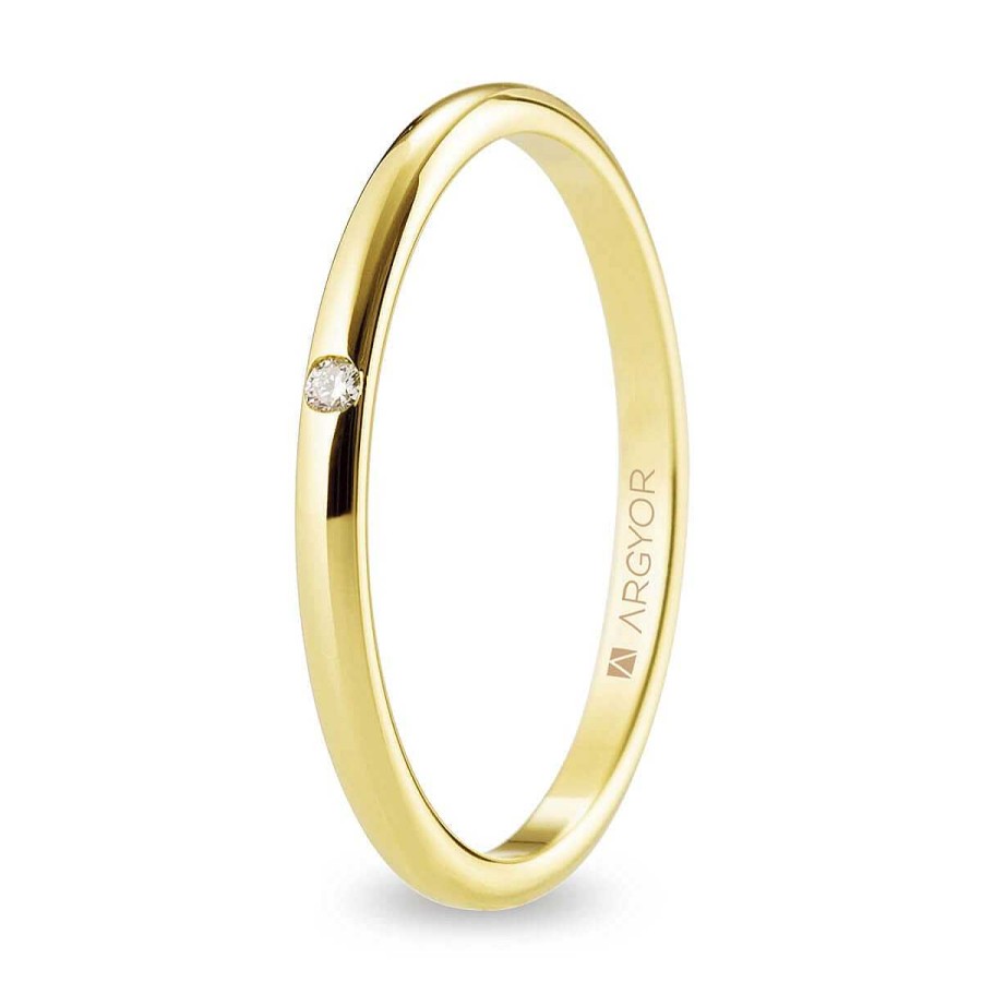 Joyer A ARGYOR | Alianza De Boda Oro 18K Y 1,8 Mm Con Diamante (5118529D)