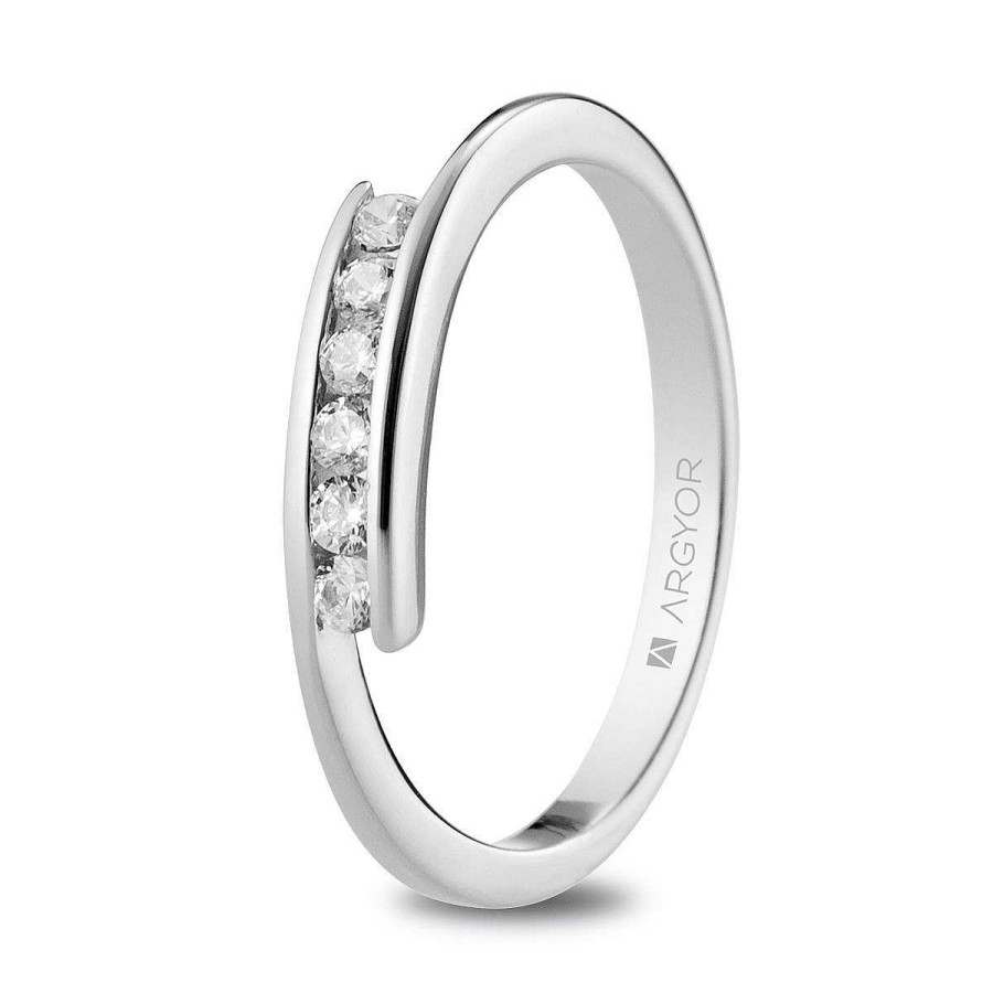 Joyer A ARGYOR | Anillo De Compromiso Blanco Con 6 Diamantes 0.18Ct (74B0100)