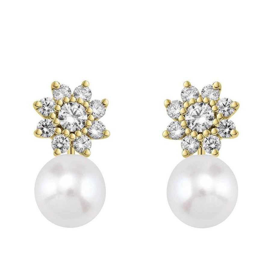 Joyer A ARGYOR | Pendientes De Diamantes Flor Con Perlas (75A0105P)