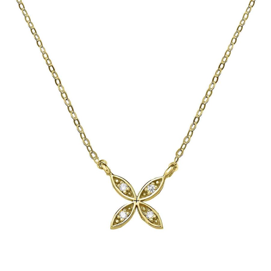 Joyer A ARGYOR | Collar De Oro Con Flor 4 Brillantes (76Aga006)